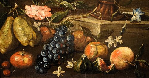 "Natura morta con vaso di fiori e Frutta"
